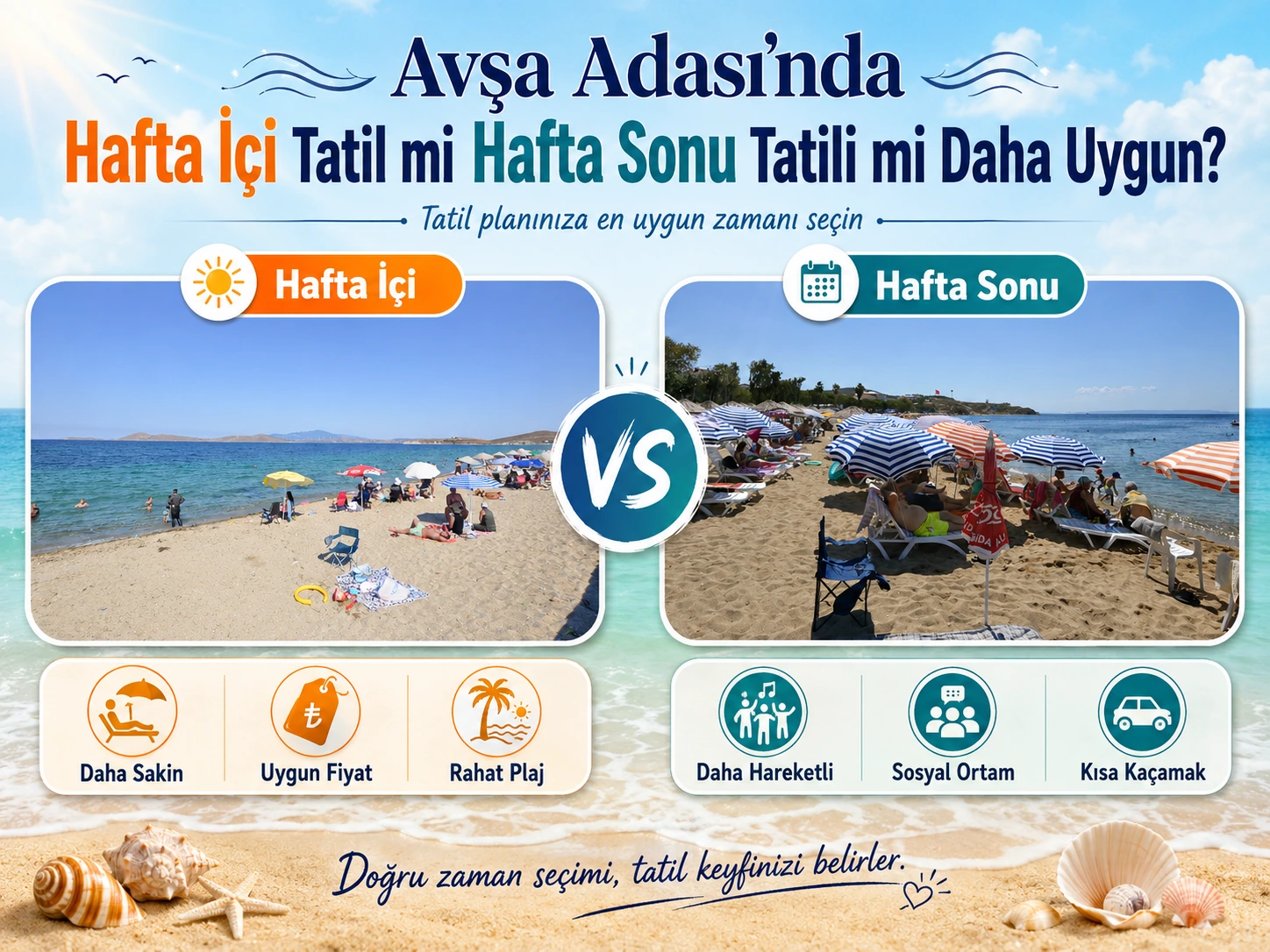 avşa adası hafta içi mi hafta sonu mu daha uygun karşılaştırma görseli